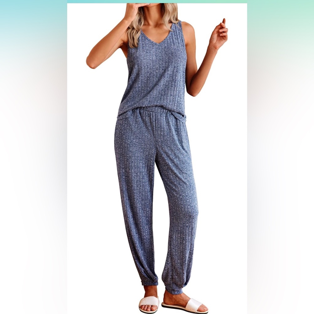 Women's Blue Pajama Set - Picture 1 of 6